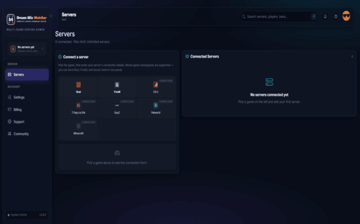 Dream Mix Watcher dashboard